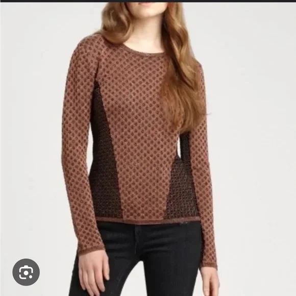 Rag & Bone - Amanda Metallic Crewneck Sweater - copper/brown/black - size M - Picture 1 of 9